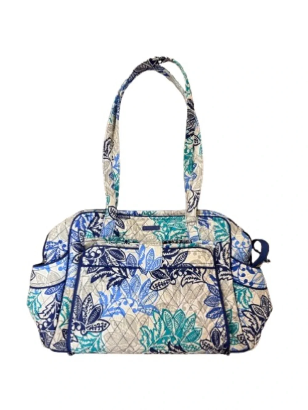 Vera Bradley Retired Santiago Quilted Diaper Bag Baby Blue Floral Changing Pad